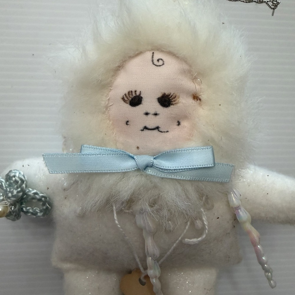 Vintage OOAK Handmade Baby Icicle 1996 White Faux Fur Folk Art